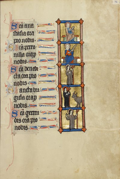 Heilige Anastasia auf dem Thron, Heilige Petronilla, Äbtissin Benedicta mit einem Krummstab und Äbtissin Brigitta von Unbekannt Unbekannt